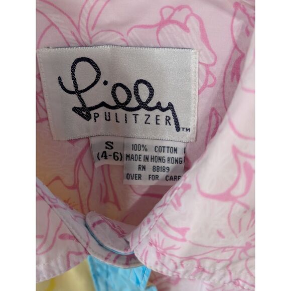 Lily Pulitzer Colorful All Over Print Long Sleeve Collared Button Up Size S 4-6 - Picture 7 of 8